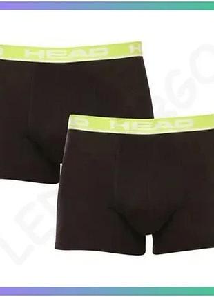 Трусы-боксеры head basic boxer 2p светло-зеленые черные для мужчин m хлопковые спортивные sku_701202741-019