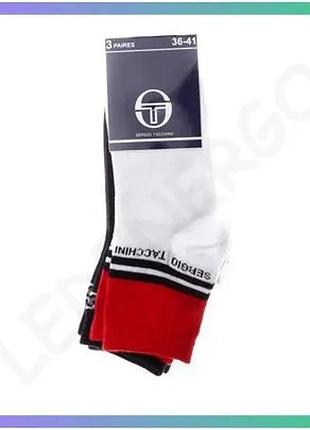 Шкарпетки sergio tacchini 3 пари білий червоний чорний для жінок 36-41 спортивні шкарпетки для активно sku_13898215-2