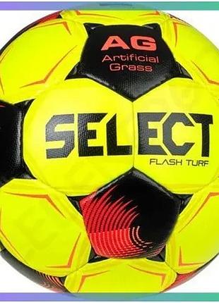 Футбольний м'яч select flash turf fifa v26 жовтий червоний 5 поліуретановий для гри на штучному газоні sku_057501-008