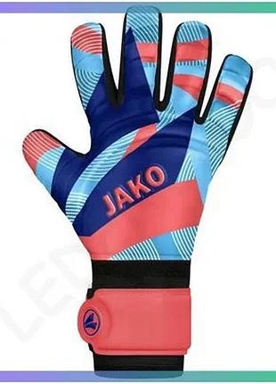 Воротарские рукавички jako river basic junior rc оранжевые синие для детей 4 (15 см) 100% полиуретан sku_2580-192