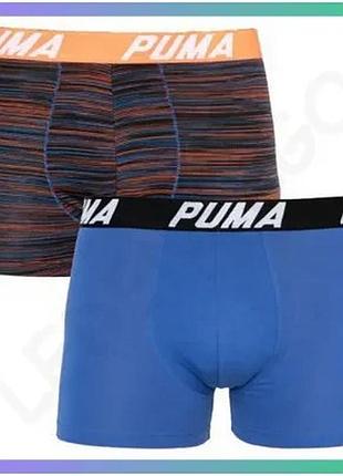 Труси-боксери puma spacedye stripe boxer 2p синій червоний для чоловіків m комплект 2 пари sku_501002001-030