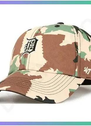 Кепка 47 brand detroit tigers digital star бежевий зелений коричневий унісекс для захисту від сонця sku_dgtcu09pts-bw
