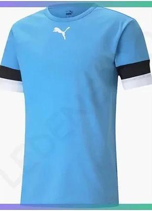 Футболка puma teamrise jersey блакитна чоловіча m для футболу з поліестеру легка дихаюча спортивна одя sku_704932-18