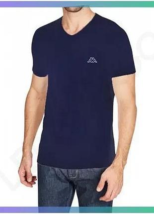 Футболка kappa t-shirt mezza manica scollo v темно-синяя для мужчин xxl спортивная одежда sku_k1311 blunavy