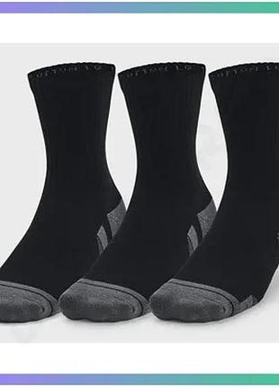 Шкарпетки under armour performance cotton 3p mid черные унисекс xl для спорта и активного отдыха sku_1379530-001