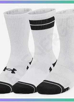 Спортивные шкарпетки under armour performance tech crew 3 пары белые для тренировок и спорта sku_1379515-101