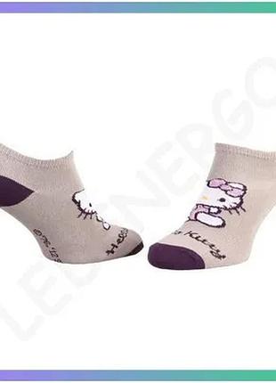 Шкарпетки hello kitty court бледно-серые фиолетовые 35-41 для детей дышащие комфортные sku_13847651-4