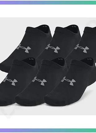 Шкарпетки under armour essential no show 6pk черные унисекс для спорта размер sm sku_1382611-001