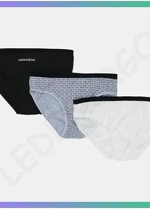 Труси manoukian slips-x3-femme сірі чорні білі жіночі 100% бавовна розмір s комплект з 3 пар sku_12890190-1