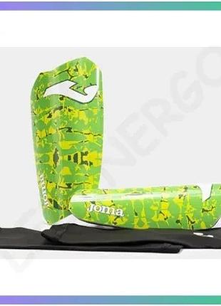 Щитки для футболу joma spartan зелений жовтий уні l захист для гомілки з поліпропілену для гравців sku_401489.029