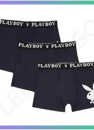 Набор из 3 трусов-боксеров playboy annya синего цвета для мужчин xl хлопок 95% эластан 5% sku_00000014642