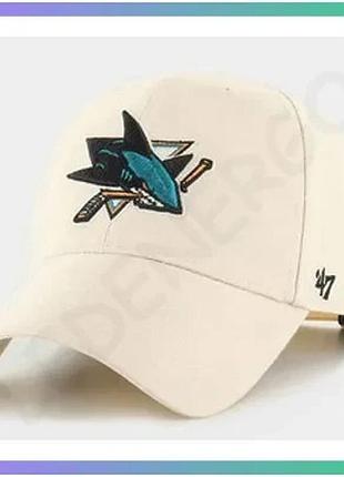 Кепка 47 brand nhl san jose sharks бежевий унісекс спортивний головний убір для активного відпочинку sku_mvpsp22wbp-nt
