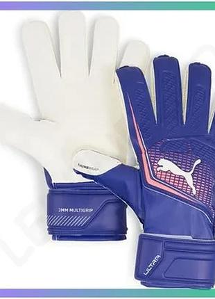 Воротарские перчатки puma ultra match rc синий белый унисекс 10 для футбола рукавицы для вратаря sku_041951-01