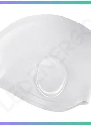Шапка для плавання aqua speed ear cap volume біла силіконова шапочка з кишенями для вух для довгого во sku_284-05