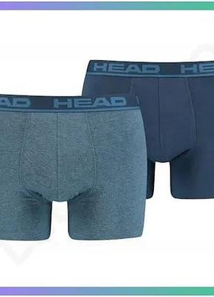 Трусы-боксеры head basic boxer 2p синий голубой для мужчин размер s комплект 2 штуки sku_701202741-003