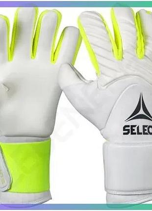 Воротарские перчатки select goalkeeper gloves 88 kids белые 7 для детей с латексом и negative cut sku_602883-000