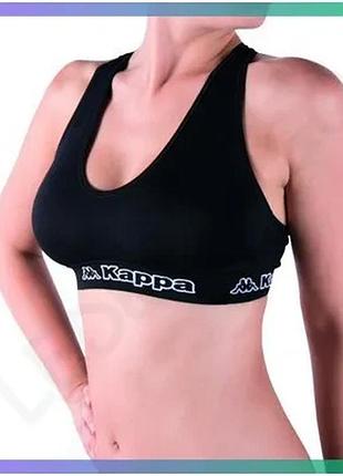 Спортивный топ kappa reggiseno sporty elastico logato черный без вкладишей для женщин s/m sku_k2150 nero