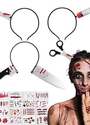 Повязки на голову boomtop halloween набор 3 шт + временные татуировки
