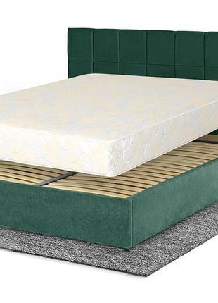 Ліжко з матрацом гортензія (160 × 200 см, pocket spring, велюр, підйомний механізм, ніша, смарагдовий) imi