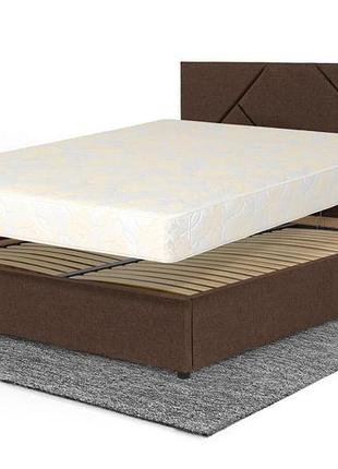 Ліжко з матрацом цинія (160 × 200 см, pocket spring, рогожка, підйомний механізм, ніша, коричневий) imi