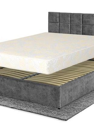 Ліжко з матрацом айстра (160 × 200 см, pocket spring, велюр, підйомний механізм, ніша, темно-сірий) imi