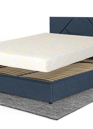 Ліжко з матрацом цинія (160 × 200 см, pocket spring, рогожка, підйомний механізм, ніша, джинс) imi