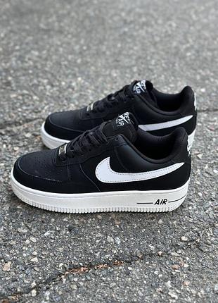Кроссовки nike air force кожаные черно-белые