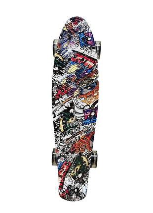 Скейтборд «penny board» bambi sc20602 с pu-колёсами и светодиодной подсветкой, 56 см, модель 6