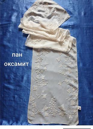 Виноград 🍇🍇, пан бархат на шелку, шарф, 180*34, шалик, шелк, узоры вискоза