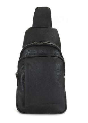 Мужская нагрудная сумка натуральная кожа черный арт.6653l black ennio perucci (китай)