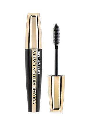 Туш для вій l'oreal paris volume million lashes extra-black об'ємна 100%