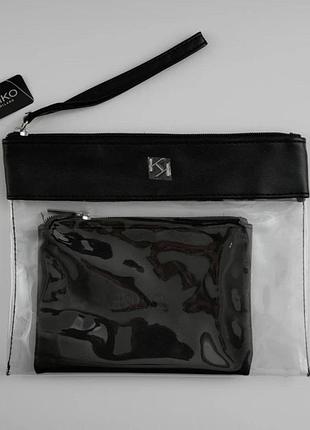 Прозора косметичка kiko milano transparent beauty case 01 black