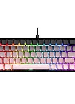 Ігрова дротова клавіатура ajazz ak680 / red switch / 65% / rgb / pink gradient / рожевий