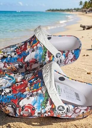 Крокси сабо crocs тай-дай crocs classic marbled clog у мармуровому забарвленні розмір 39 (м7/w9) устілка 24,5