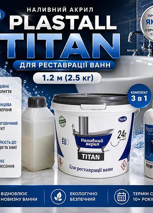 Рідкий наливний акрил для реставрації ванн plastall titan 1.2 м (2.5 кг) з миючим засобом hom plus