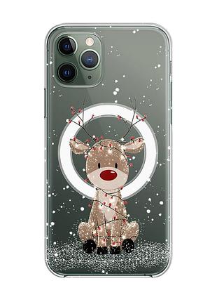 Магнитный чехол на iphone 12/12 pro с поддержкой magsafe олень новый год (принт 429)