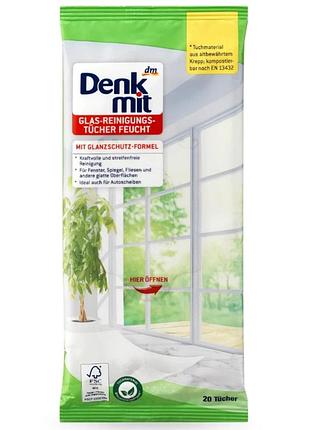 Серветки для миття скла і дзеркал denkmit 20 шт