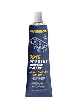 Герметик силиконовый высокотемпературный, голубой 9915 rtv adhesive sealant blue 85г тм mannol