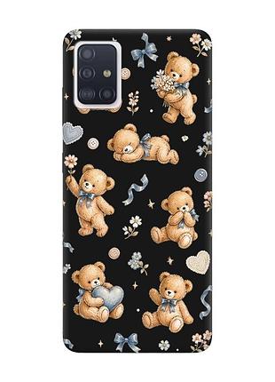 Матовий чорний чохол на samsung galaxy a51 плюшеві ведмежата (принт 430)
