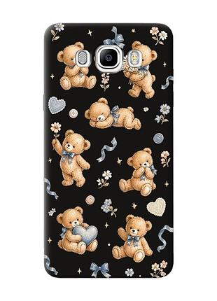 Матовий чорний чохол на samsung galaxy j7(2016) j710 плюшеві ведмежата (принт 430)