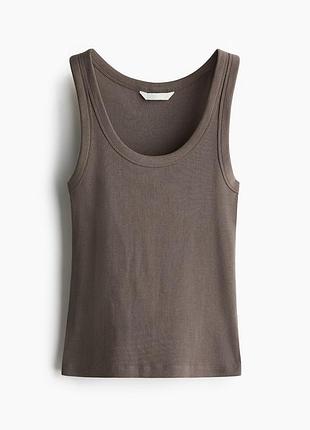 Коричневий топ майка в рубчик h&m склад 95% бавовна 5% еластан розмір s