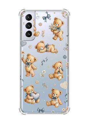 Чохол з потовщеними кутами на samsung galaxy s21 (g991) плюшеві ведмежата (принт 430)