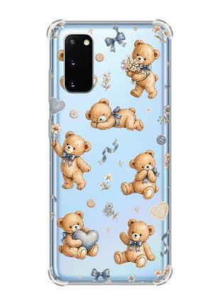 Чохол із потовщеними кутами на samsung galaxy s20 plus плюшеві ведмежата (принт 430)