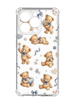 Чехол с утолщенными углами на iphone 15 pro max плюшевые медвежата (принт 430)