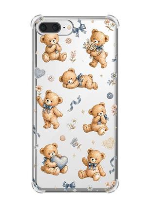 Чехол с утолщёнными углами на apple iphone 7 plus/ 8 plus плюшевые медвежата (принт 430)