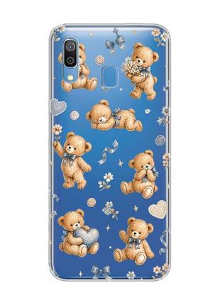 Прозрачный чехол на samsung galaxy a30 (2019)/a20 (2019) плюшевые медвежата (принт 430)