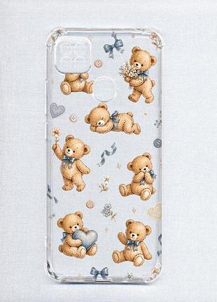 Чехол с утолщёнными углами на xiaomi redmi 9c/10a плюшевые медвежата (принт 430)
