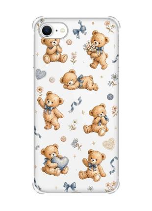 Чехол с утолщёнными углами на iphone 7 / 8 плюшевые медвежата (принт 430)