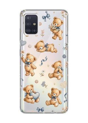 Прозрачный чехол на samsung galaxy a71/a715 плюшевые медвежата (принт 430)