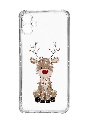 Чохол з потовщеними кутами на samsung galaxy a05 (a055) олень новий рік (принт 429)